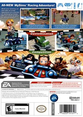 MySims Racing box cover back
